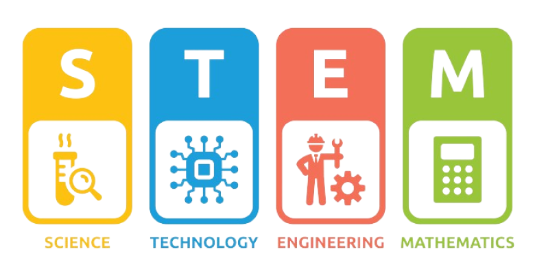 Image of STEM with test tubes and scientific tools.